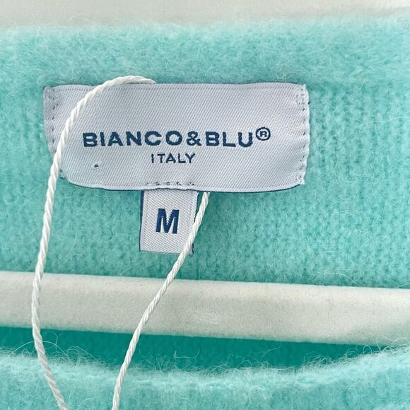 Bianco & Blu Alpaca Wool Blend Wide Yoke Ice Blue Sweater M #DD - Picture 3 of 8